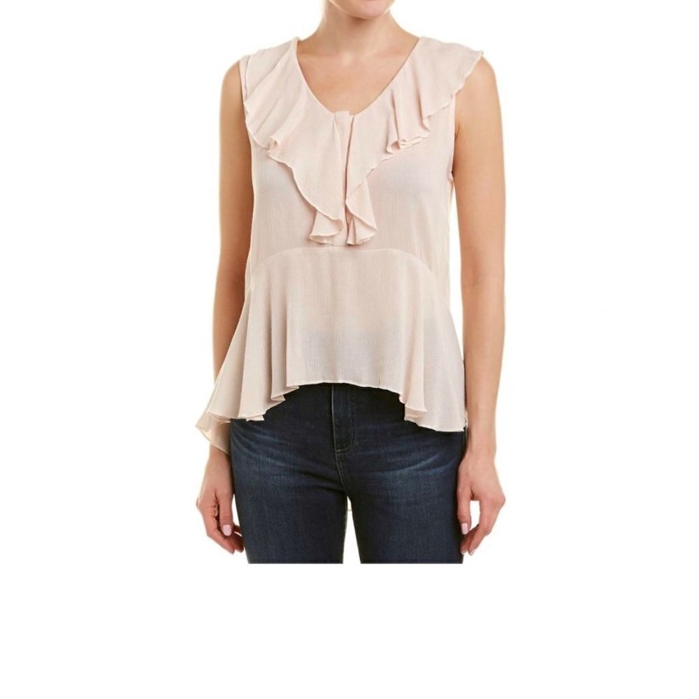 * Ella Moss High Low Blush Ruffle Tank Top Size M